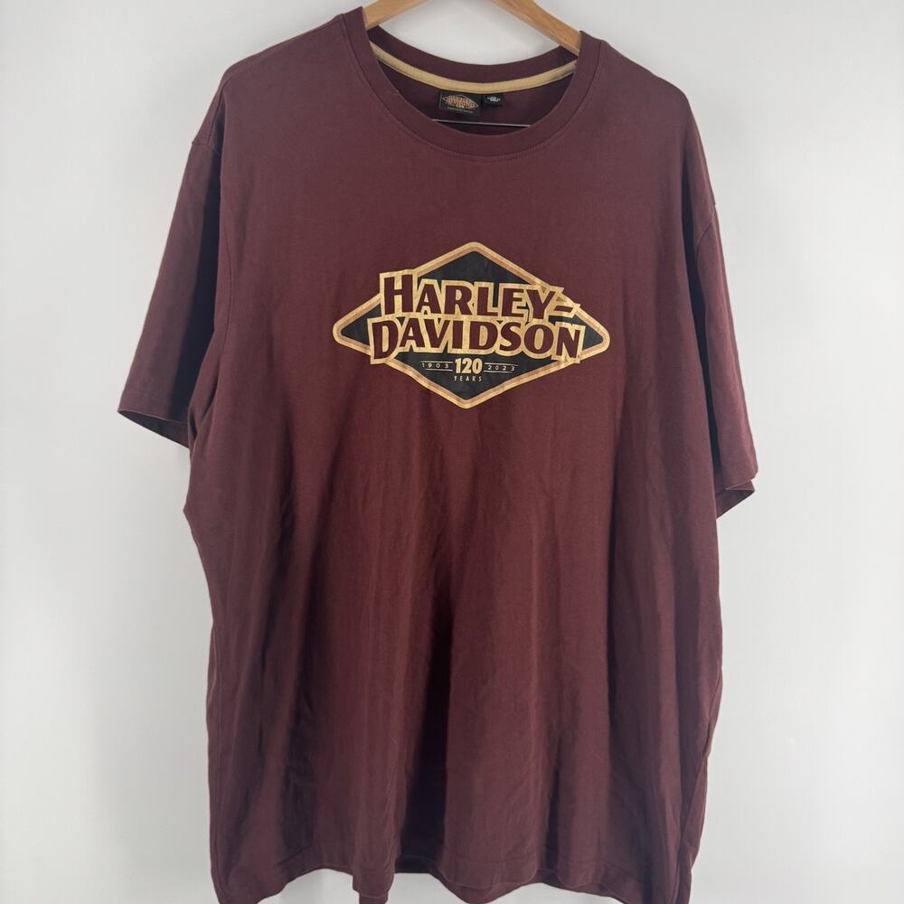 Harley-Davidson Men 2x Red Maroon 120th Anniversary Diamond Logo Graphic T-Shirt
